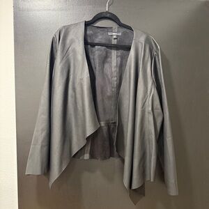 Ellos Black Leather Jacket with Waterfall Lapels